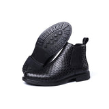 Indo Western Shoes Heavy Industry Woven Surface High-Top Men's Shoes Elastic Sleeve Chelsea Boots