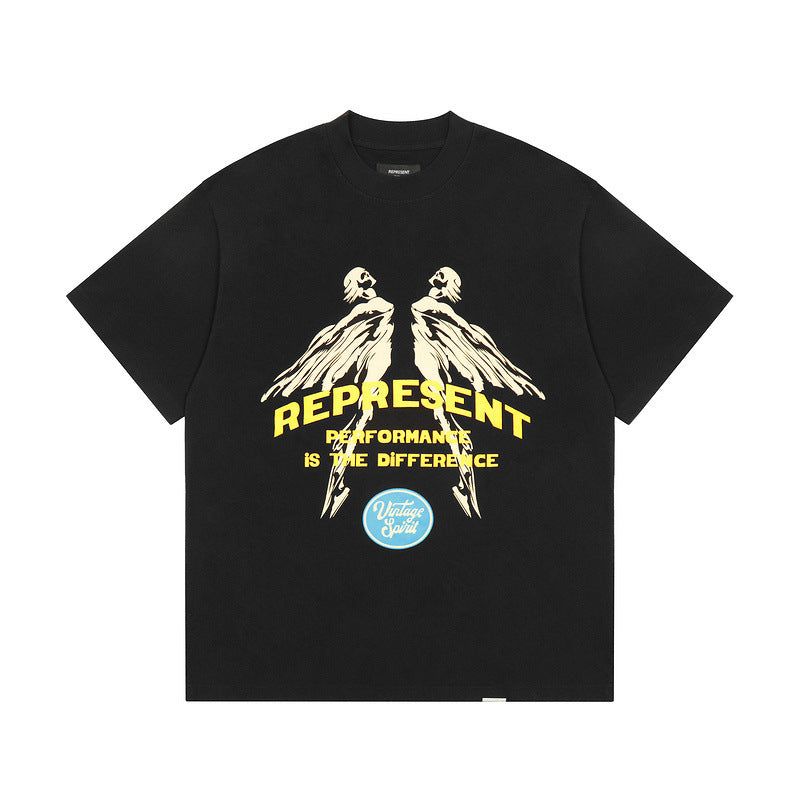 Present T Shirt Angel Print Distressed T-shirt