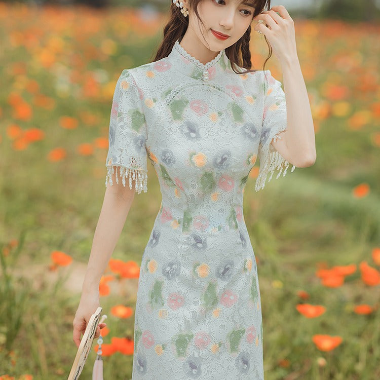 Women cottagecore Dress Floral Dress Summer Retro Gentle Dress