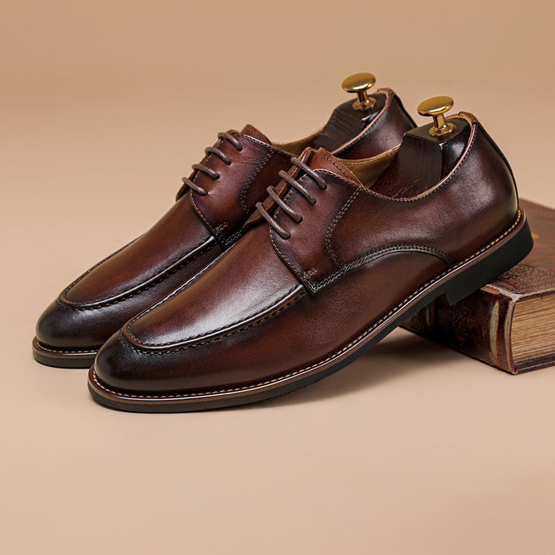 Loafers for Men Autumn Men's Leather Shoes Men's Genuine Leather Casual Lace up British Style Peas Shoes