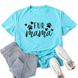 Boy Mama T Shirts Fur Mama Letter Print Short-Sleeve T-shirt