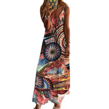 Women Bohemian Dress Summer Loose Printing Slip Dress