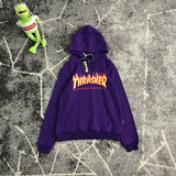 Thrasher T Shirt Autumn Flame Letter Hooded Sweater Cotton Loose Sports