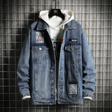 Denim Jacket Men's Spring and Autumn Tops Autumn Retro Casual Large Size Loose Solid Color Men Denim Jacket