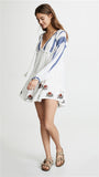 Women Dresses Bohemian Embroidered Flower Long Sleeve Fashion Shirt Dress