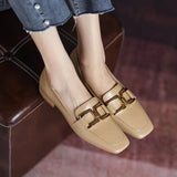 Nude Chunky Heel Loafers