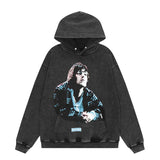 Present Hoodie Portrait Printing Loose Hoodie Vintage Distressed