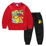 Children Pokemon Pikachu Hoodie & Pant Set Two-Piece Baby Cotton Sweater Set