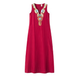 Beth Dutton Bohemian Dress Summer Spring Midi Dresses Loose Cotton Linen Sleeveless Deep V-neck Side Slit Dress