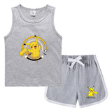 Children Pokemon Pikachu Tshirts & Shorts Casual Sports Sweat-Absorbent Suit Neutral