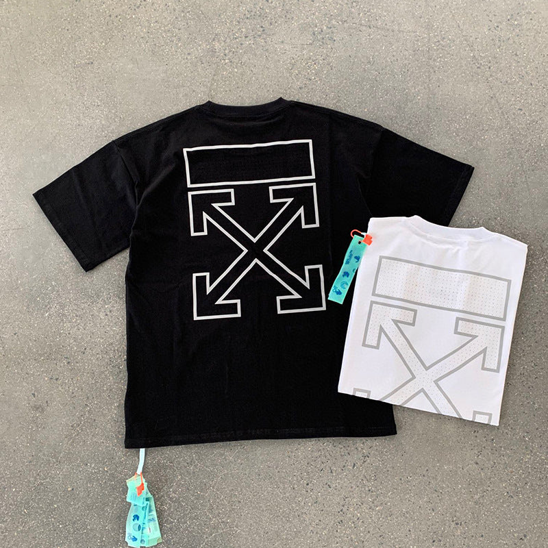Off White T Shirts Reflective Arrow Men's and Women's Same Style Short Sleeve T-shirt
