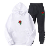Black Rose Hoodie Men's and Women's Sports Sweater Pants Two-Piece Set