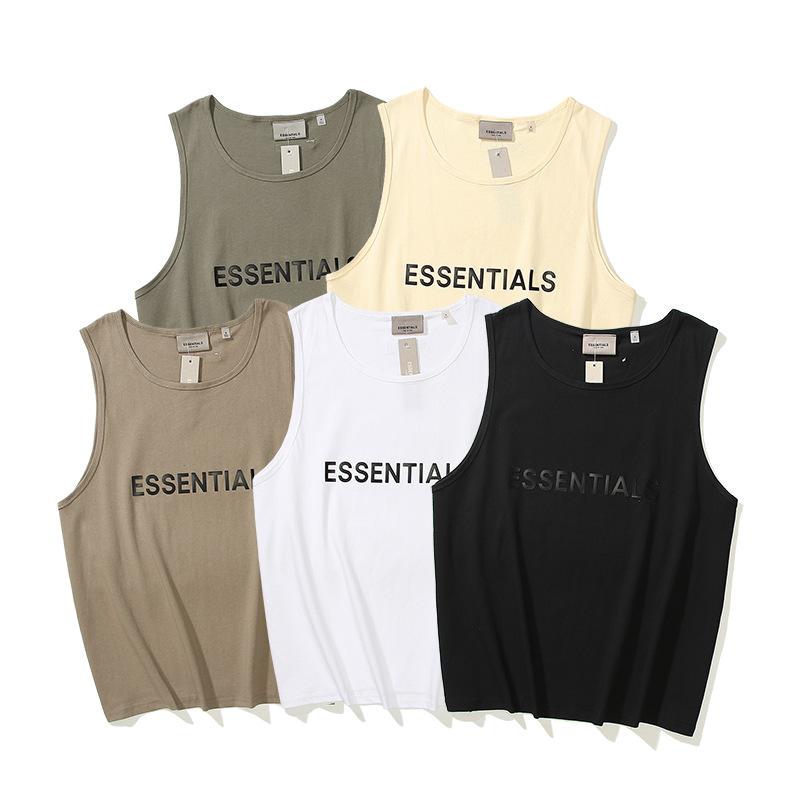 Fog Essentials Vest Fog Double Line Essentials Letter Vest T-shirt Men's and Women's Fear Of God Loose Fashion Brand Waistcoat