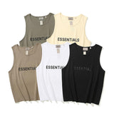Fog Essentials Vest Fog Double Line Essentials Letter Vest T-shirt Men's and Women's Fear Of God Loose Fashion Brand Waistcoat