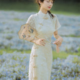 Women Cottagecore Dress Vintage Embroidered Girl Dress Elegant