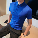Men Polo Shirts Slim Fit Lapel T-shirt
