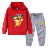 Children Pokemon Pikachu Hoodie & Pant Set Hooded Sweater Trousers Two-Piece Baby Cotton Sweater Suit