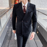 Double Brewed Seersucker Suit Men's Suit Slim Striped Casual Formal Wear