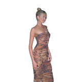 Music Festivals Rave Outfits Dress Summer Slim Fit Tiger Stripe Pattern Dress for Women