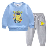Children Pokemon Pikachu Hoodie & Pant Set Fleece Lined Padded Warm Keeping Sweatshirt Set