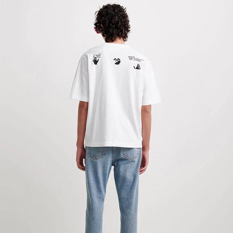 Off White T Shirts Handslogo Simple Version for Men and Women Same Type T-shirt