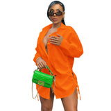 Autumn Hollow out Tied Loose Mid-Length Shirt Dress