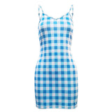 Body Fitting Dresses Summer Dress Plaid Backless Suspender Dress