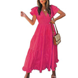 Women Bohemian Dress Women's Summer Fashion Short Sleeve Dress