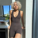 Spring and Summer Women's New Slim Sleeveless Sexy Low Cut Fashion Casual Skinny Sheath Jumpsuit