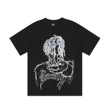 Juice WRLD T Shirt Revenge Juice WRLD Sketchman Painting Printing Hip Hop T-shirt Loose