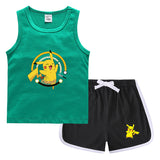 Children Pokemon Pikachu Tshirts & Shorts Casual Sports Sweat-Absorbent Suit Neutral