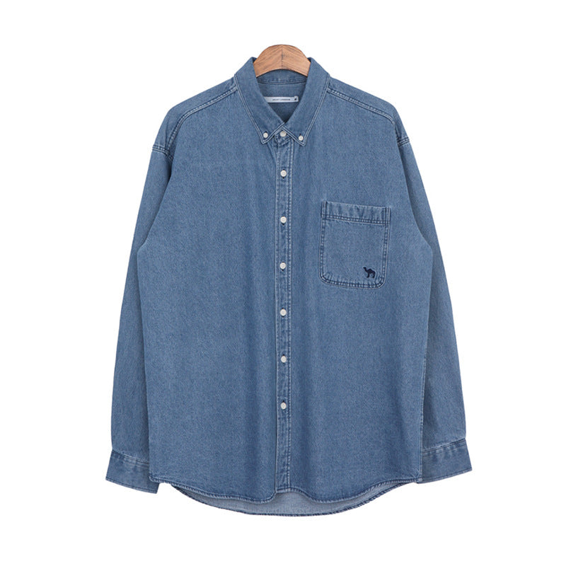 Denim Shirts Men's Spring Long Sleeve Shirt Coat Loose Casual