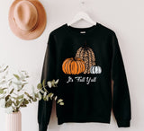 Halloween Costumes Fall Yall Leopard Pumpkin Printed Crew Neck Sweatshirt Female