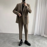 Seersucker Suit Double Breasted Men's Suit Two-Piece Set Coat Men's Clothing