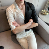 Men's Shirts Summer Color Block Half Sleeve Shirt