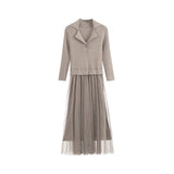 Fairy Dress Women's Woolen Skirt Autumn Mesh Ice Silk Dress Solid Color Knitted Base Skirt