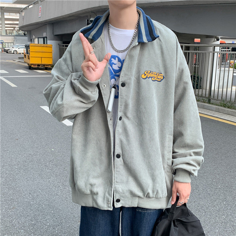 Corduroy Patch Jacket Corduroy Coat for Men Spring and Autumn Jacket