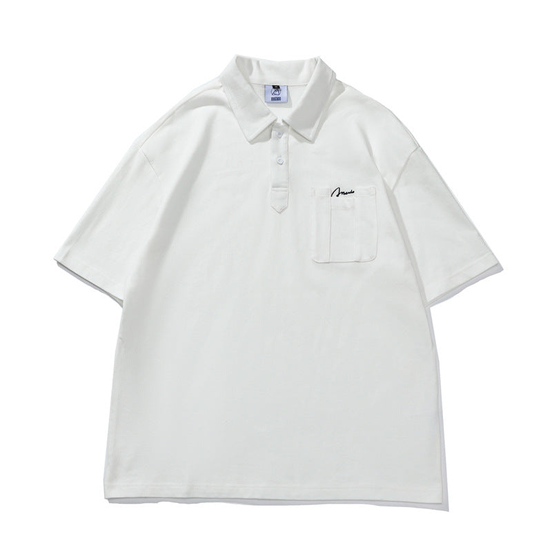 2022 Summer Man Outfits Solid Color Pocket Polo Shirt