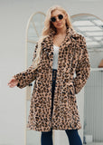 Beth Dutton Outfits Long Leopard Print Suit Collar Faux Fur Coat Women's Coat Autumn and Winter