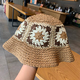 Straw Hat Flower Hand-Woven Straw Hat for Women