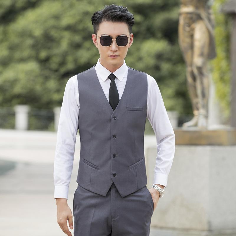 Men's Dress Vests Men's Vest Casual Jacket Business Waistcoat Solid Color Casual Suit Vest Men