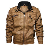 Tactics Style Men Outdoor Windproof Coat Men Casual Jacket Men's Leather Jacket Stand Collar PU Leather Jacket Coat