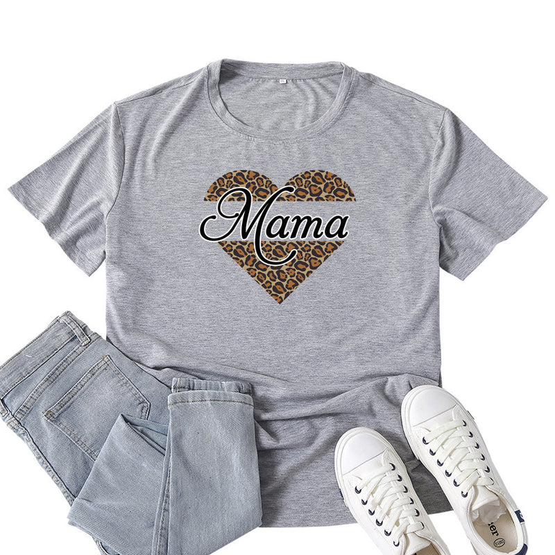 Boy Mama T Shirt Leopard Print Love Mama Pattern Printed T-shirt