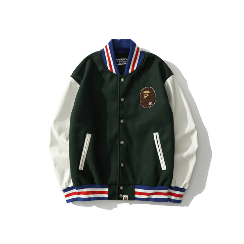 BAPE Varsity Jacket Embroidered Woolen Baseball Jacket Men's Jacket