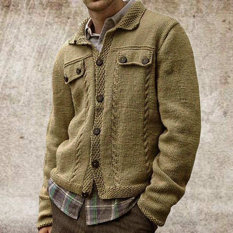 John Dutton Jacket Long Sleeve Lapel Single Breasted Knitwear Slim-Fit Cardigan Sweater Coat