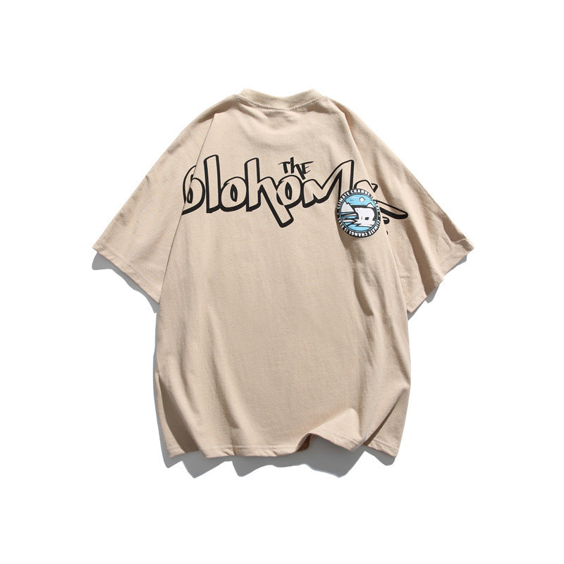 Man Summer T Shirt Cartoon Round Neck