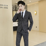 Seersucker Suit Slim-Fitting Suit Three-Piece Plaid Suit