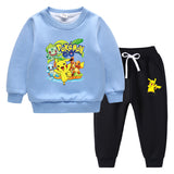 Children Pokemon Pikachu Hoodie & Pant Set Fleece Lined Padded Warm Keeping Winter Clothes Sweatershirt Suit