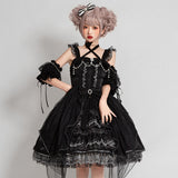 Gothic Lolita Harajuku Style Clothing Lolita Dress JSK Dark Elegant CLA Lace Dress for Women Summer