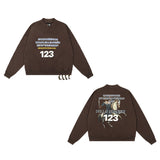 Rrr123 Sweatshirt Vintage Loose Henry Collar Pullover Sweater Fog Men and Women Same Style